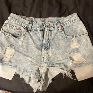 Levi’s denim ripped high waisted shorts